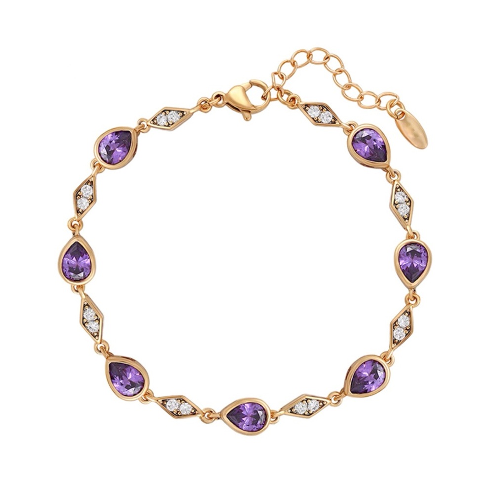 Amethyst Bracelet Drop 18k Gold Plated Luxury Jewelry